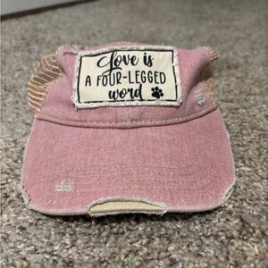 Pink Distressed Cap with Patch